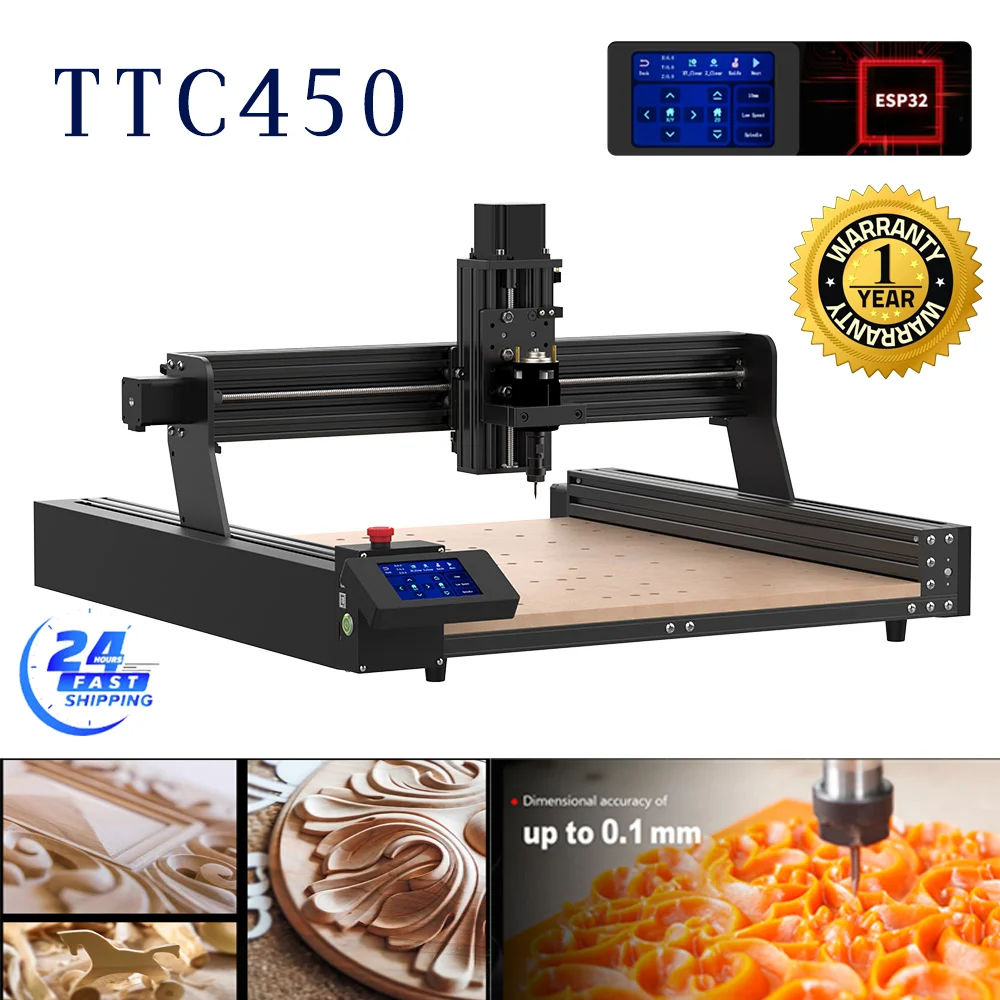 TwoTress TTC450 CNC Router Milling Cutting Laser Engraver 500W Spindle Motor Kit Laser Engraving Machine DIY Wood working