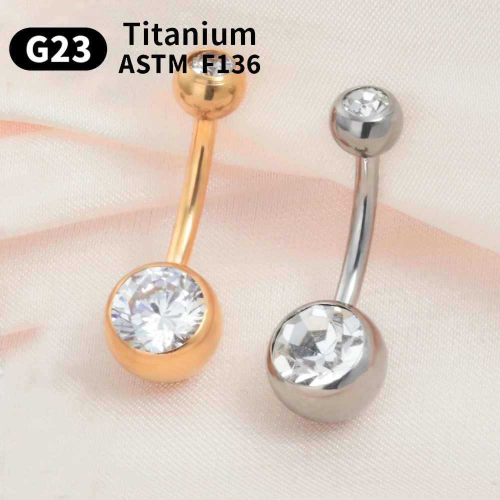 Body Piercing Jewelry G23 Titanium 14G Belly Button Rings zircon Highly Polishing Threaded Eyebrow Nails ASTM F136 10pcs Belly Button piercing jewelry belly button earrings belly button piercings body piercing jewelry body jewelry