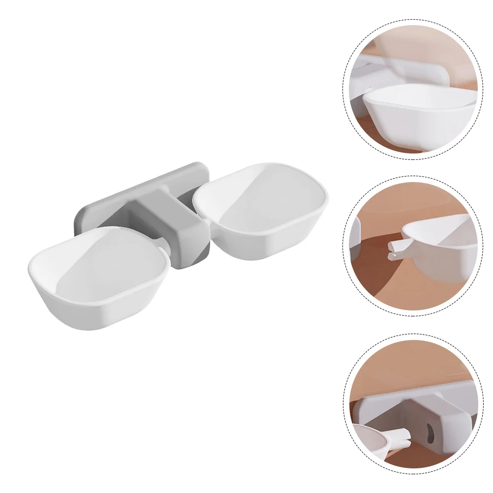 

Pet Hanging Bowl Double Dog Eating Feeding Bowls Cat Wall-mounted Feeder Water Plastic Cage
