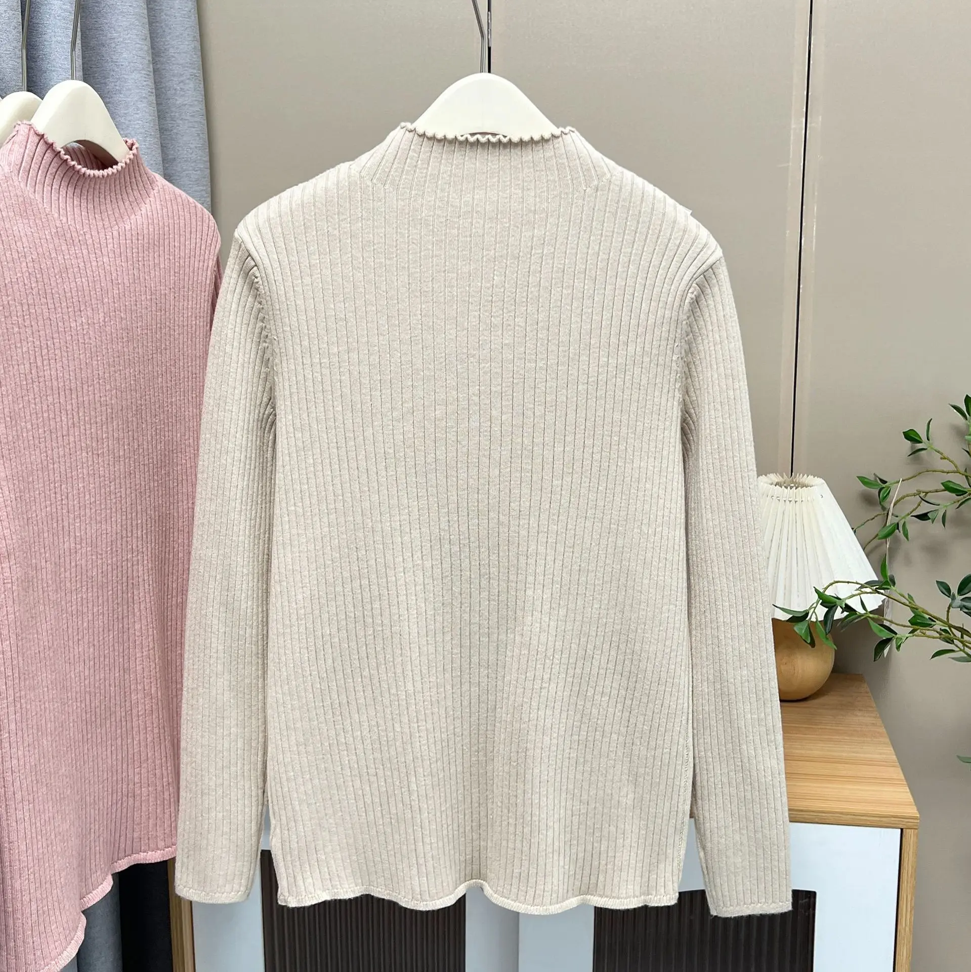 Fashion Plus Size Woman Clothing Sweaters 2025 Autumn Winter Simple Basic Style Solid Color Mock Neck Thickened Knitted Jerseys