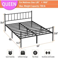 Frame-Classic Metal Platform Bed Frame, Mattress Foundation with Steel Slat Support, Under Bed Storage, No Box Spring Needed 2