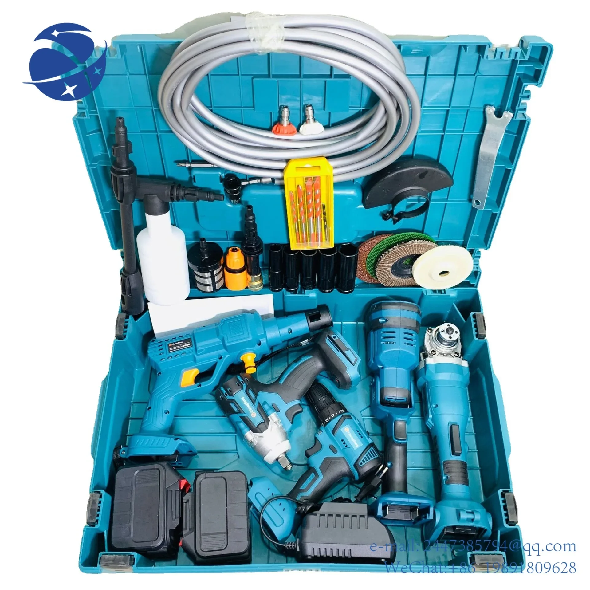 

Yun Yi Set Van 5 Stuks Combinatie Elektrisch Gereedschap Kits Oplaadbare Lithium Elektrische Boor Borstelloze Haakse Slijper