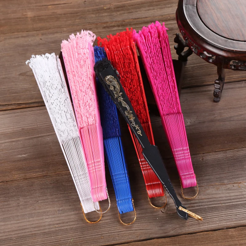Gothic Mesh Folding Fan With Tassels for Performance Dancing Party Photography Props Home Decoration folding fan,hand fan