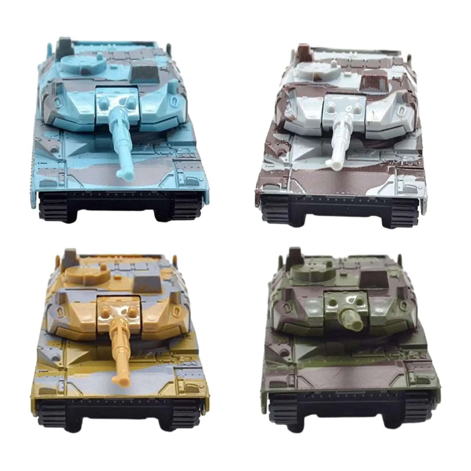 4x Pull Back Tank Toys Party Favors Metal Realistic Educational Toys Kids Tank with Turret for 3-7 Years Old Kids Birthday Gift