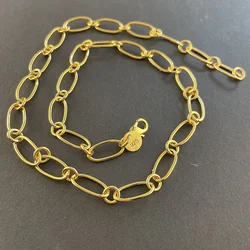 Gold - Plated Sterling Silver Paper Clip Necklace - Elegant Charm Jewelry Gift - 45cm