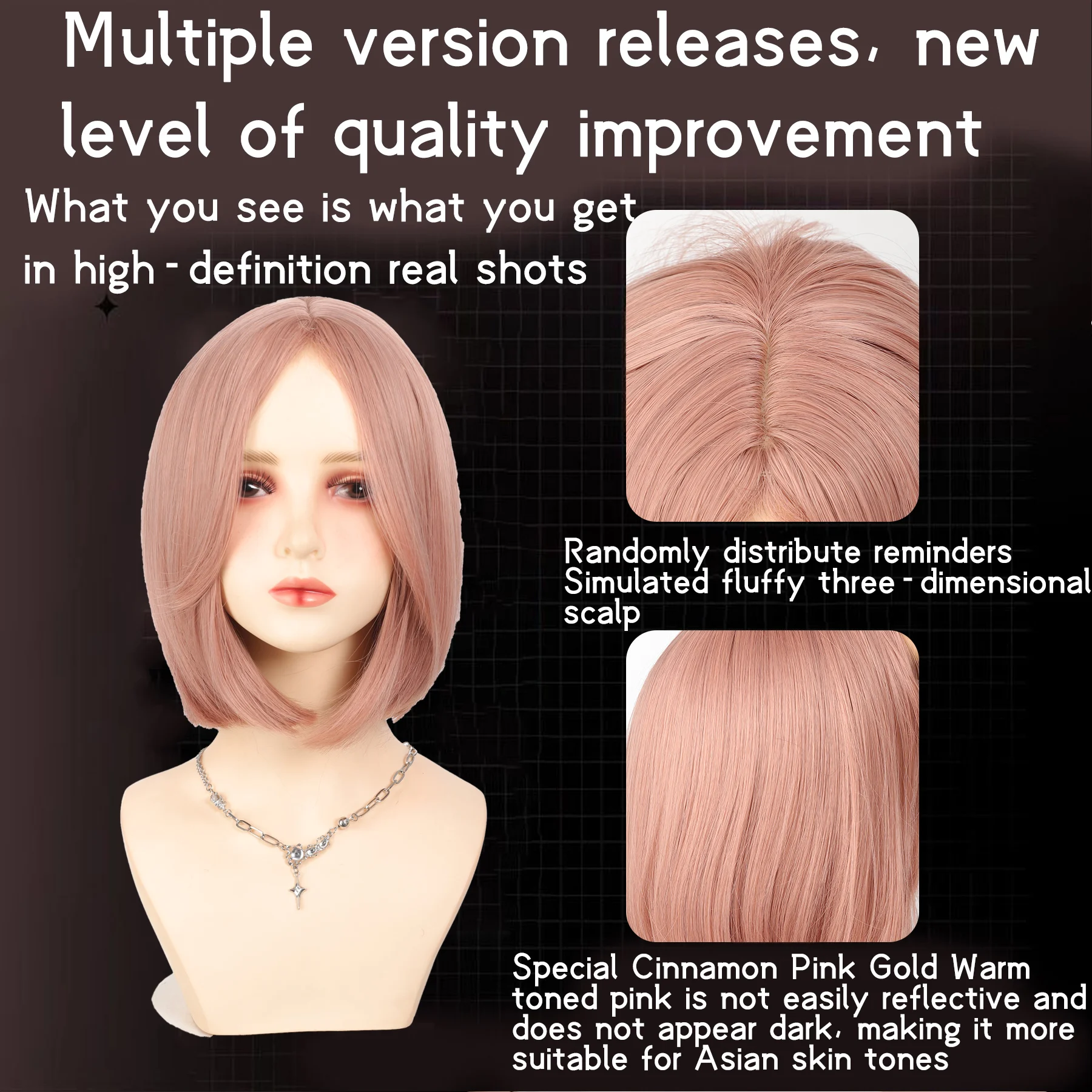 Cinnamon powder Synthetic Wigs Short Straight Bob Wigs for Women Middle Part Lolita Cosplay Natural Hair Heat Resistant Fiber