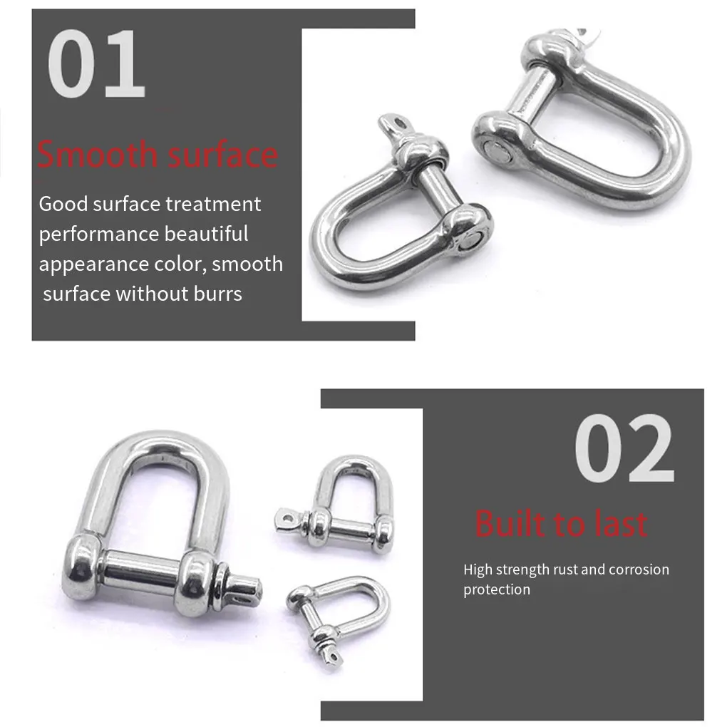 

4x Stainless Steel Shackle With D-Type For Easy Application D-type Design Easy To Use Buckle