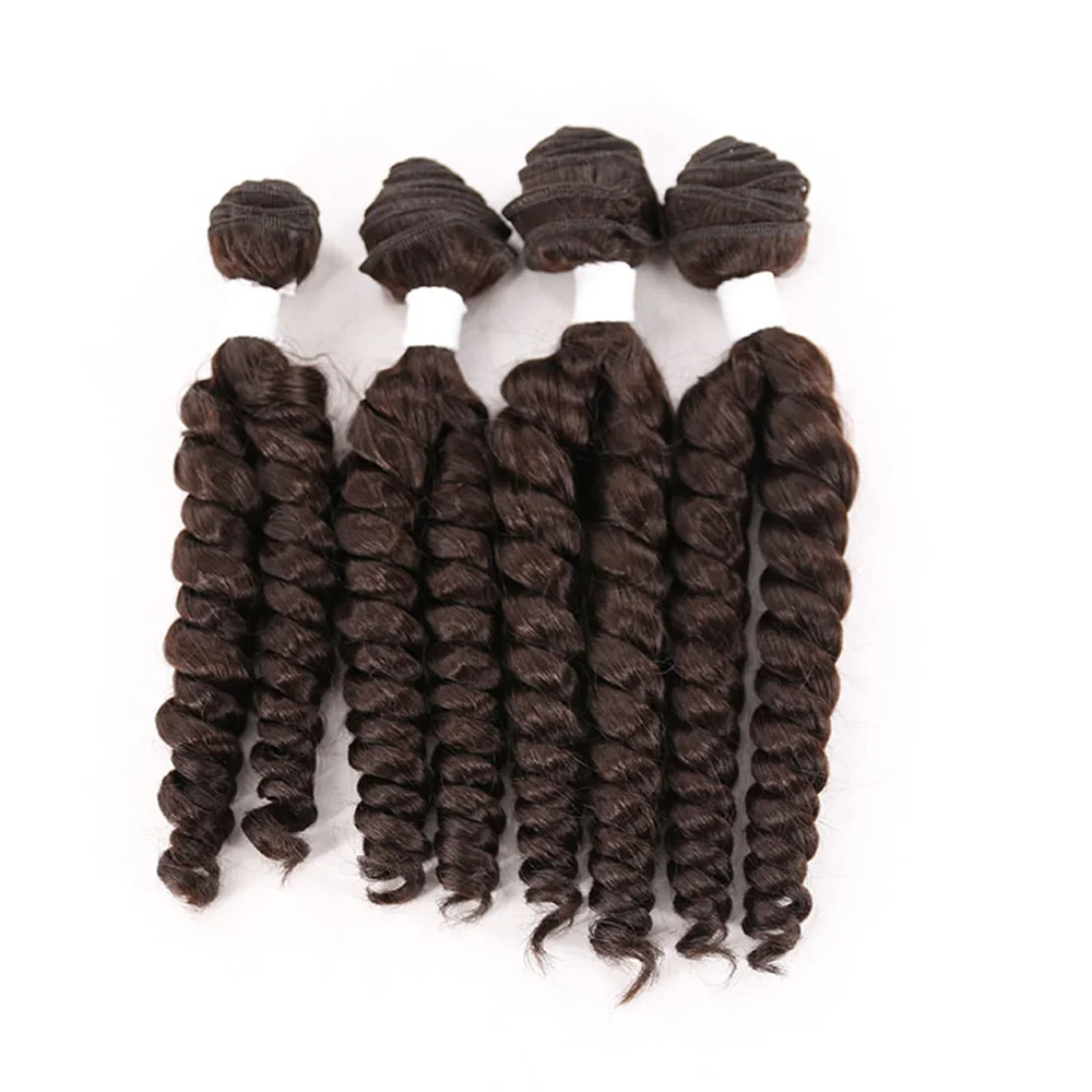 IPARTY Funmi Curly Synthetic Hair Bundles Loose Wave Hair Weaving 16-18 Inch Weft Extensions for Women Fluffy Hairstyle