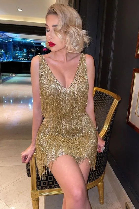 

Sexy Women's Fringed Sequin Feather Stitching Dress 2022 Summer Slim V-Neck Off Shoulder Dresses Female Backless Slip Mini Robe