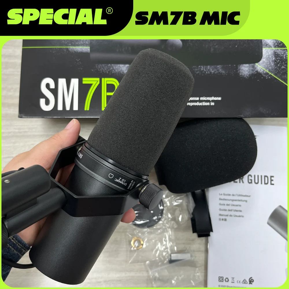 전문가용 SM7B 다이나믹 팟캐스팅 마이크 스튜디오 방송급 카디오이드 콘덴서 마이크 (쇼크 마운트 포함) SM7B