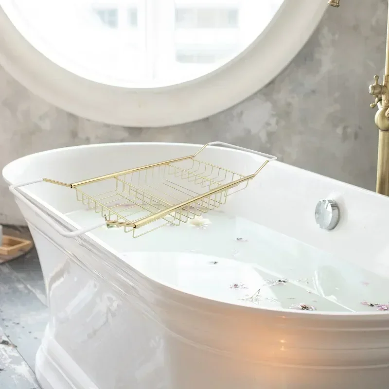 Laptop Stand Wire Bath Tub Tray Stainless Bathtub Tray Expandable Bath Table Shelf Over Tub Racks Optional Gold/Silver