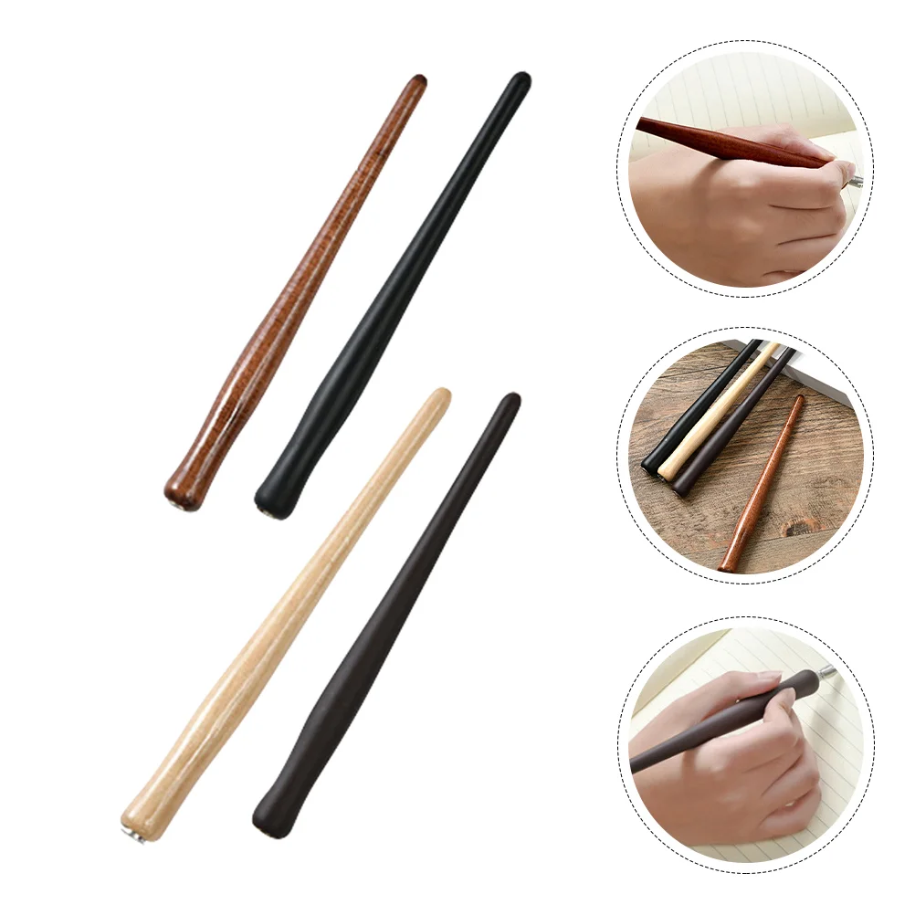 4 Pcs Wooden Dip Pen Holder Writing Supplies The Gift Penholder Ink Fountain Pens Comic Holders Accessory Pole