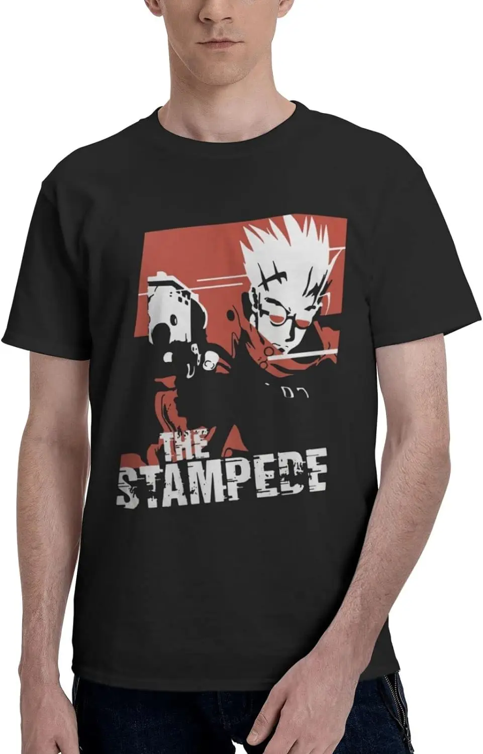 

Anime Trigun T Shirt Men's Summer O-Neck Tops Casual Short Sleeves Tee Black