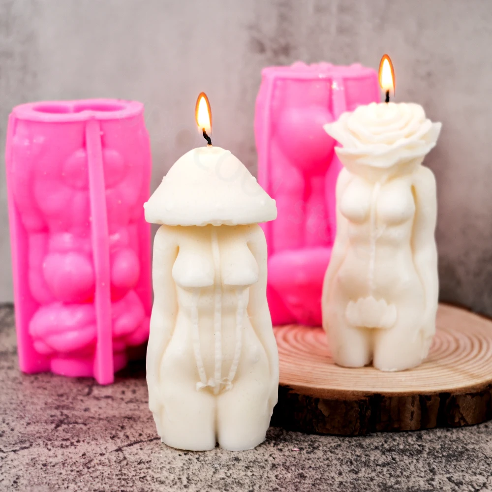 Ubxvamm Human Body Candle Molds Rose Mushroom Body Silicone Mould Plaster Molds Handmade Scented Candle Molds Ornament Molds