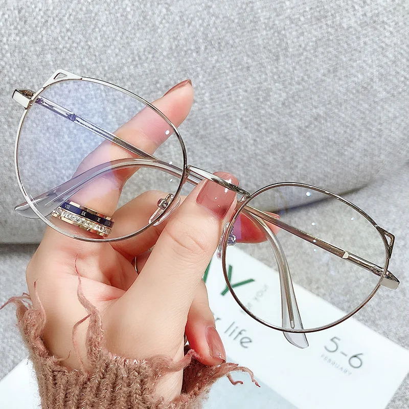 2023 Nearsighted Glasses Women Cute Cat Ear Myopia Glasses Student Computer Goggles Anti Blue Light Alloy Metal Frame Eyeglasses