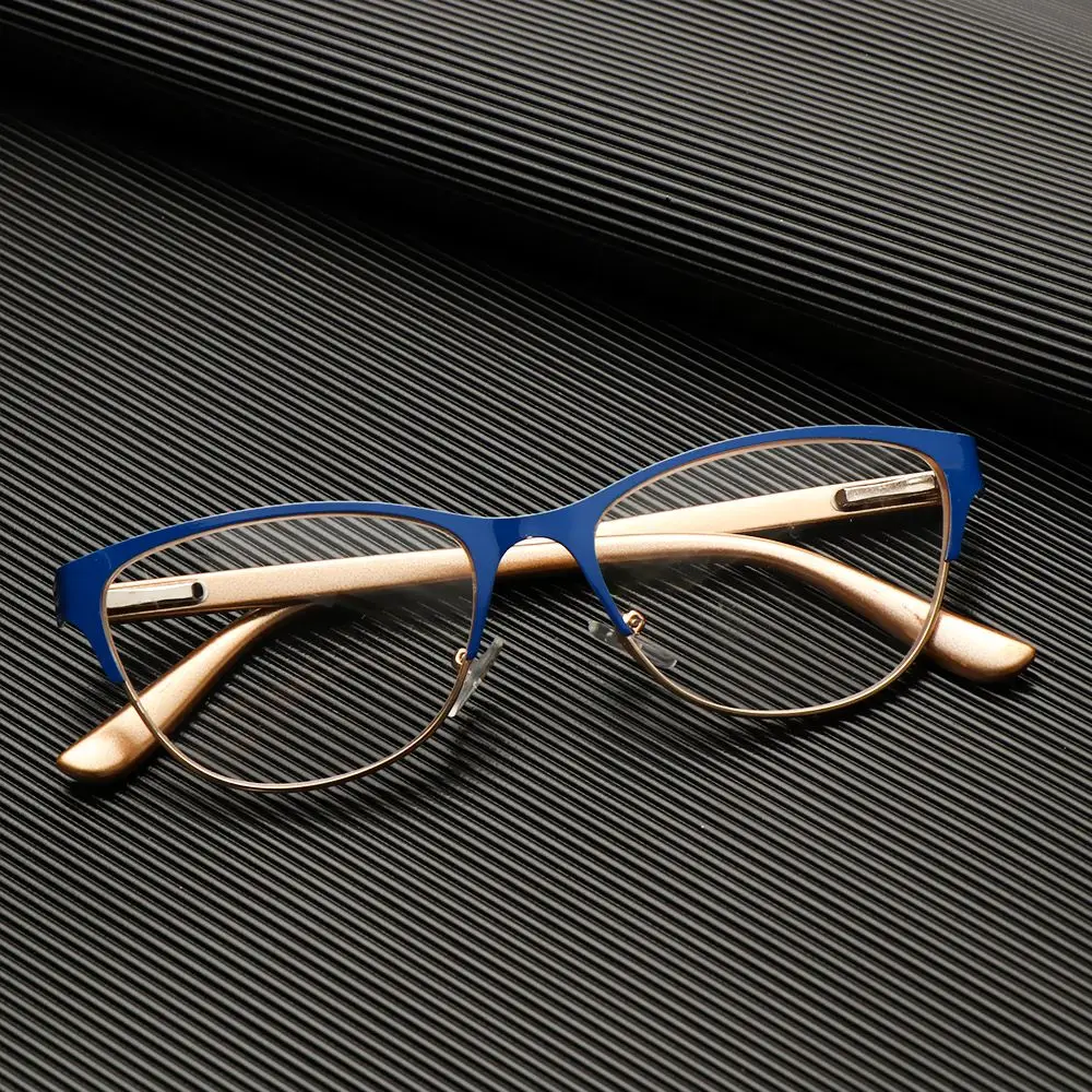 Unisex Retro Halb rahmen Metall Lesebrille Anti-Ermüdung vergrößerung Presbyopie Brille optische Brille Hyperopie Brille – Detail 4