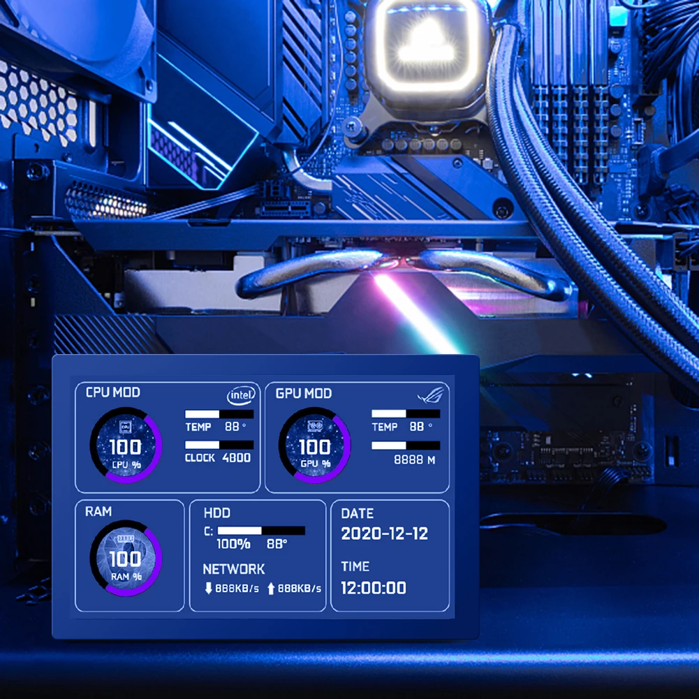 5.0 ġ 800*480 IPS LCD  ÷ AIDA64 USB ÷  ȭ, CPU GPU RAM HDD  µ  