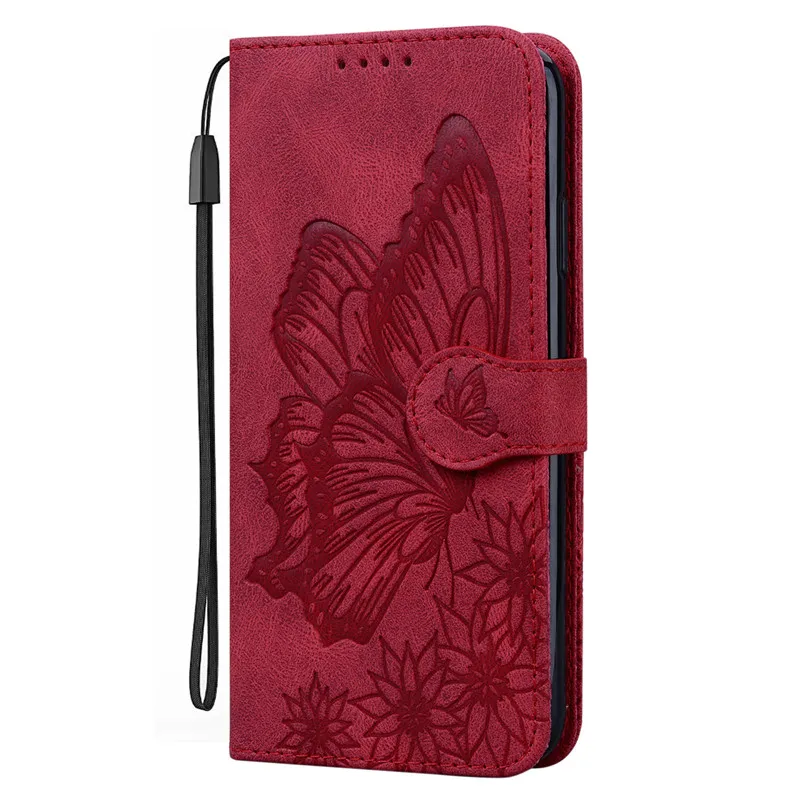 Butterfly Flip Cover Leather Wallet Phone Case with Card Holder