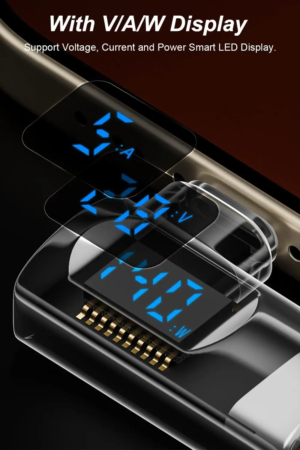 스마트 디스플레이가 탑재된 타입-C to 타입-C 어댑터, 140W PD 충전, 아이폰 16/프로/맥스, 아이패드 프로 및 기타 USB-C 기기용