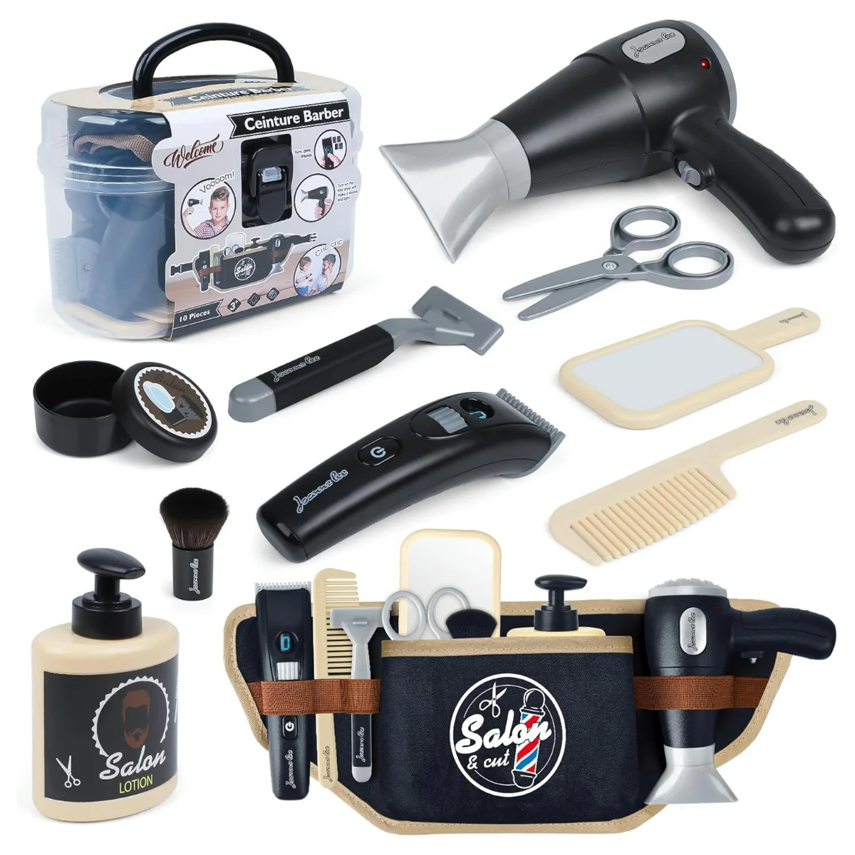 Cool Kids Barber Shop Playset-Hair Cutting Kit for Role Play, Salon, Pretend Play Gift for Boys Girls Age 3+,Christmas,Birthday