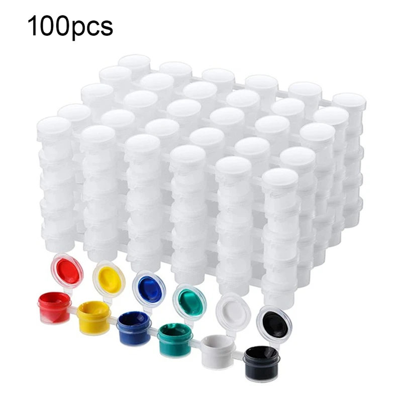 

Pack Of 100 Pigment Box Empty Paint Cans Clear Storage Paint Containers Mini Painting Cup Jar 5Ml