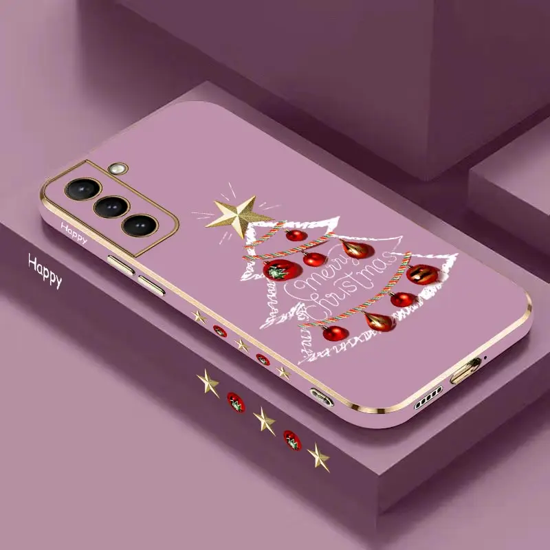 Motivi Natalizi Custodia Per Telefono Placcatura Di Lusso Per Samsung Galaxy S21 S21 Ultra S21 Plus S21Fe S22 S23Fe S23 S20 Plus S22 Plus Cover