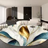 Nordic Luxury Gold Round Carpet Decoration Living Room Abstract Large Area Rugs Bedroom Bedside Non-slip Soft Floor Mat Washable 3