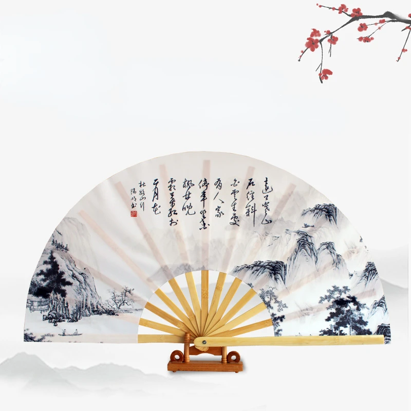 

Tai Chi Fan Bamboo Kung Fu Martial Arts 34 Centimeter Fans Wushu Cosplay Dance Performance Fan