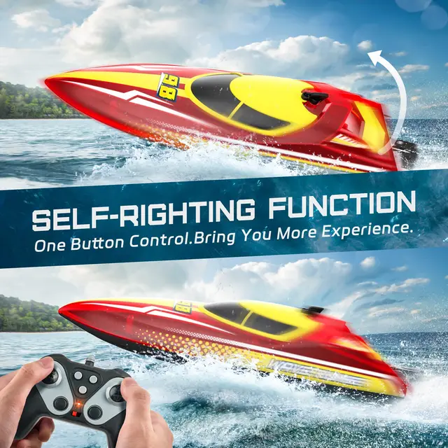 RC lighted boat, kids fast RC boat with LED light&exquisite suitcase, 2.4G for summer water toys in lakes and pools, boy gift 4