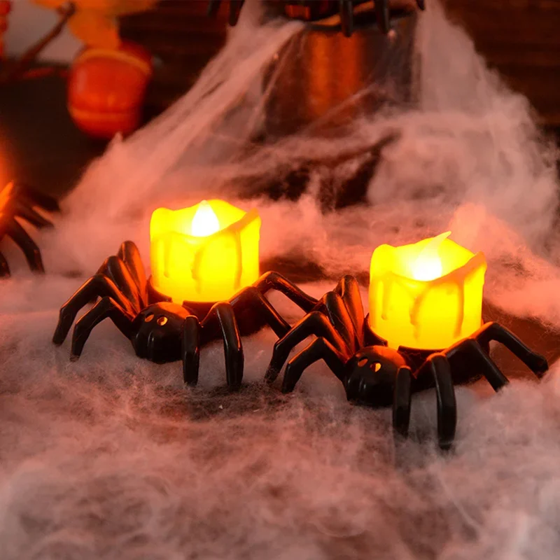 Halloween Decorations LED Candle Light Plastic Spider Pumpkin Lamp for Home Bar Haunted House Halloween Party Decor - Image 5