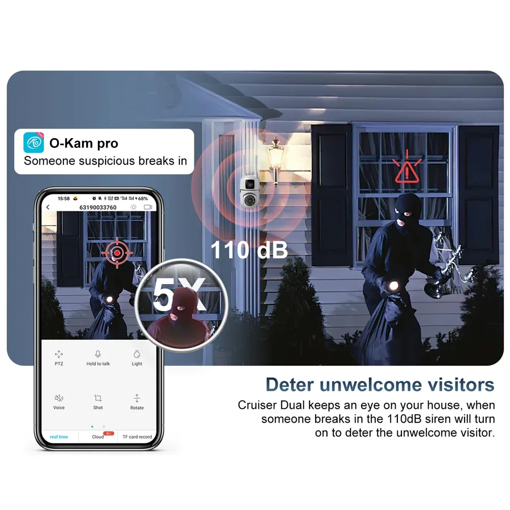 8MP Wifi Camera Dual Lens Security Wireless Outdoor Cameras Two-way Audio AI Human Tracking Color Night Vision Baby Monitor 4