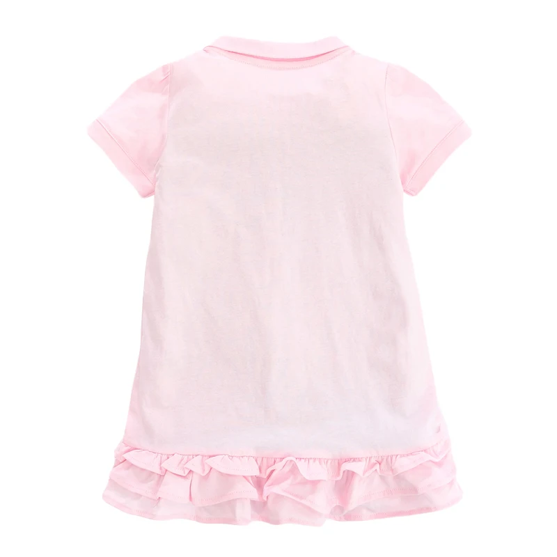 Girls Polo Dresses Summer Kids Cotton Clothes Pink Rainbow Print Baby Girls Casual Dress