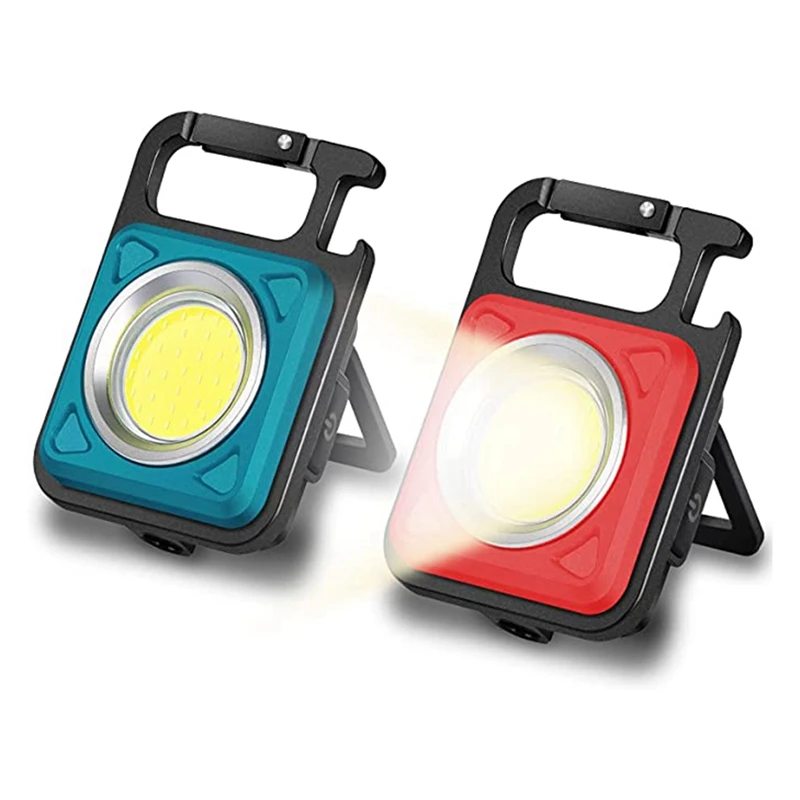 

2 Pcs Multi-Functional COB Key Chain Work Light, Suitable For Hiking, Camping, Survivals And Emergency.