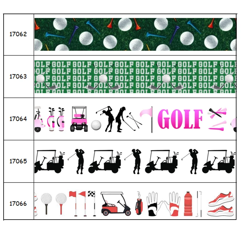 DUWES 50yards Golf Ball Sport Printed Grosgrain Ribbon Accessories Material Headwear Decoration DIY Sewing Craft D1938
