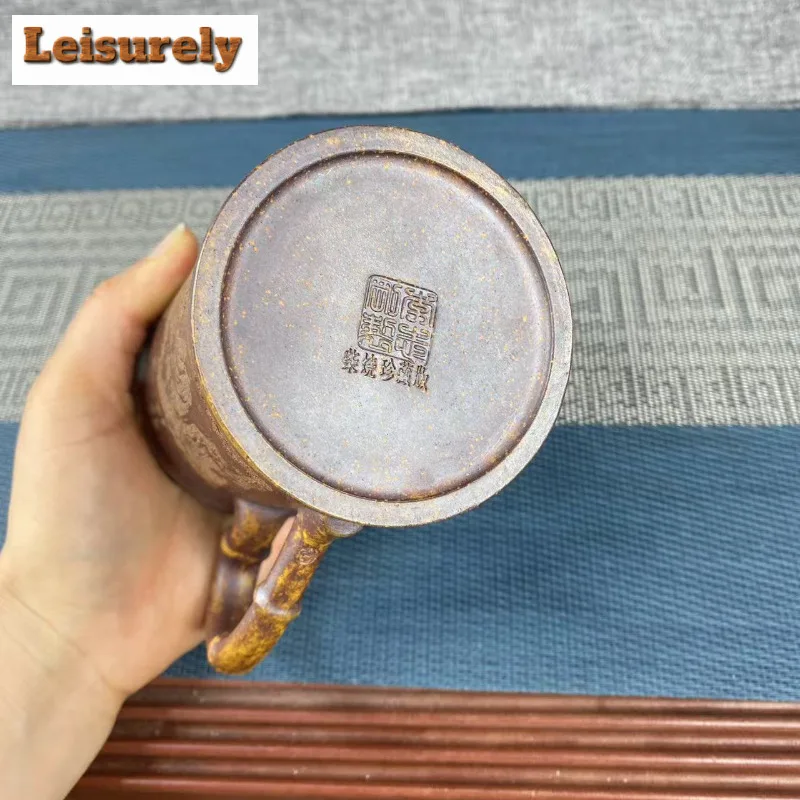 330ml Yixing Purple Clay Teapot Handmade Bamboo Joint Pot Raw Ore Wood-fired Porcelain Mud Tea Brewing Kettle Strainer Zisha Cha