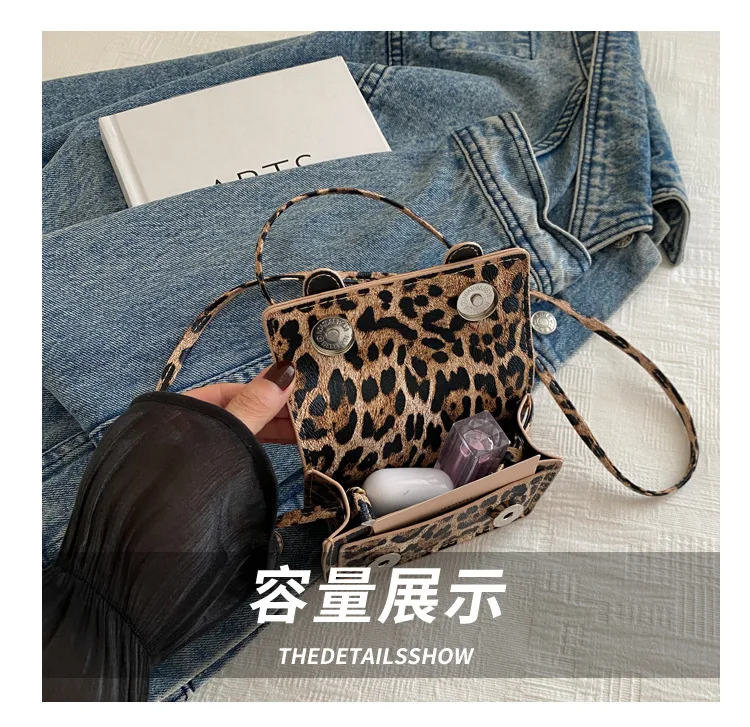 Women's Stylish Leopard Print Large Capacity Shoulder Crossbody Bag | Mini Coin Purse & Trendy Square Clutch, Casual Daily Use