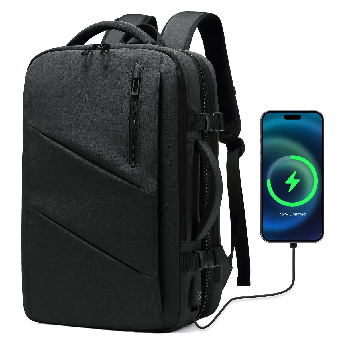 

Travel Backpack Men Business Aesthetic School Expandable USB Bag Large Capacity 17.3 Laptop Waterproof Fashion