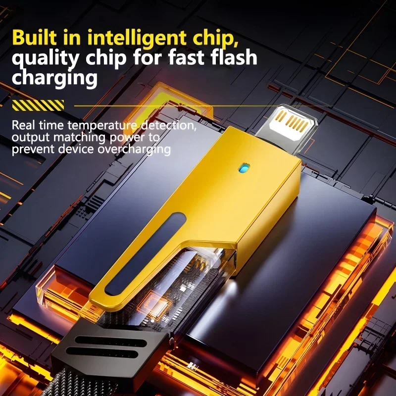 รูปสินค้า สายชาร์จเร็ว 4 พอร์ต รองรับ PD 27W สำหรับ iPhone 15 Samsung Xiaomi