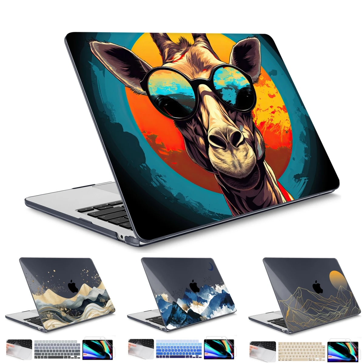 Estojo Rígido para Impressão de Girafa para Macbook Óculos de Sol 14 16 m3 2023 Air Pro 13 A2338 A2337 A2681 15 Polegada A2941 m2 Retina A2779