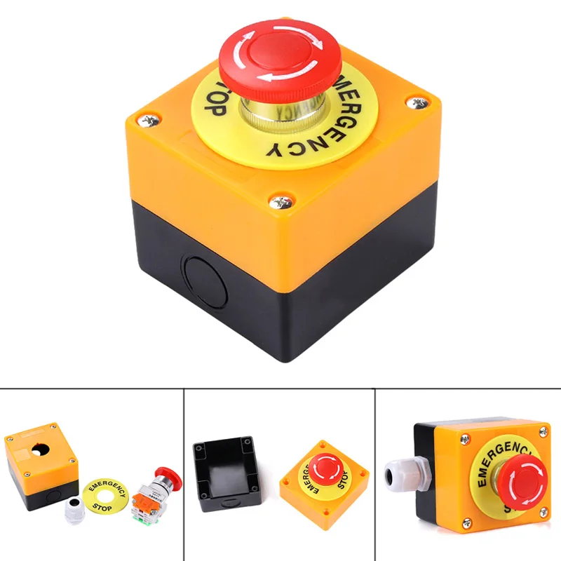 1 NO 1 NC 10A 660V Emergency Stop Push Button Red Mushroom Switch Station