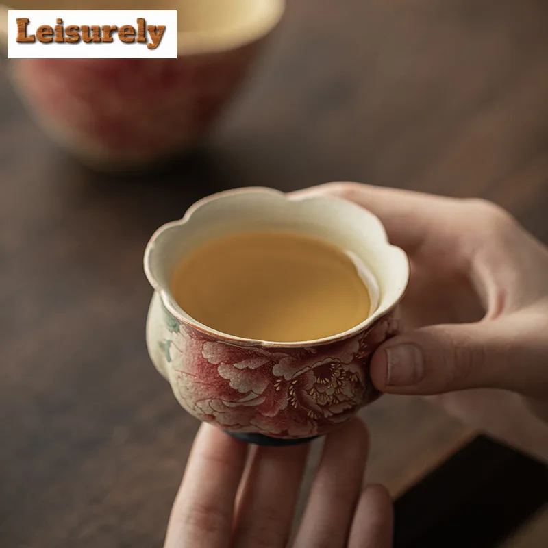 Blue And White Flint Red Teacup Japanese Tea Bowl Sample Tea Cup Tea-tasting Fragrance Cup Jianzhan Master Cups Tea Ceremony