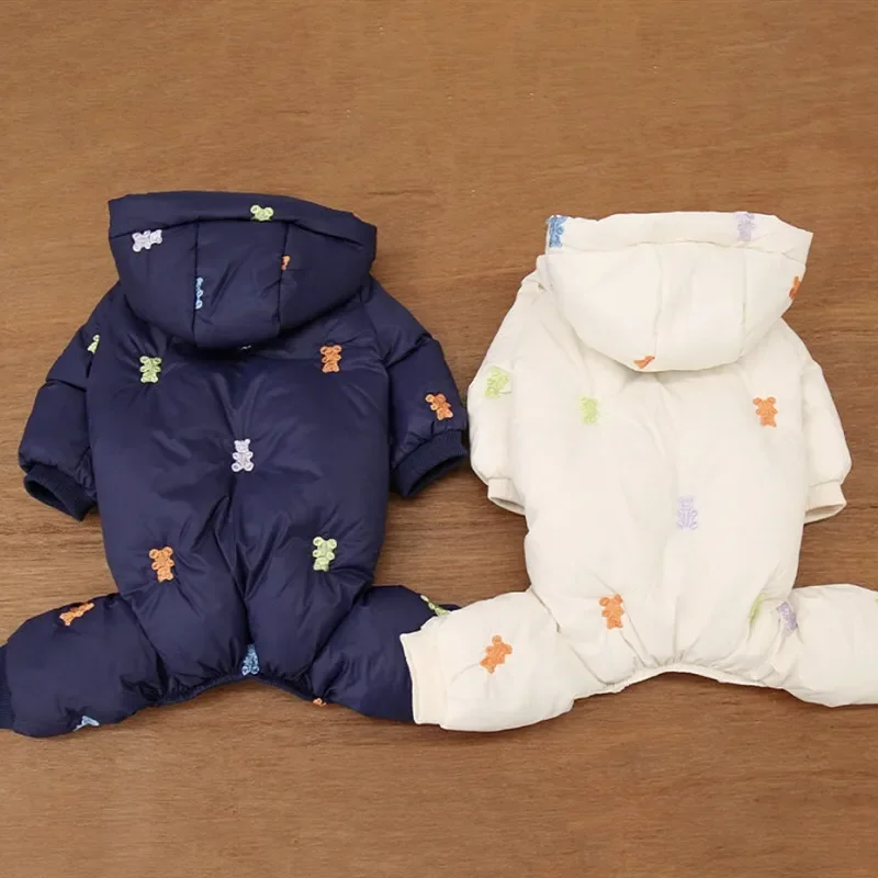 Warm Winter Full Printed Bear Dog Clothes Pet Cappotto Per Cani In Cotone A Quattro Zampe Outfit Schnauzer Down Sweet Dog Jacket Abbigliamento Per Cuc