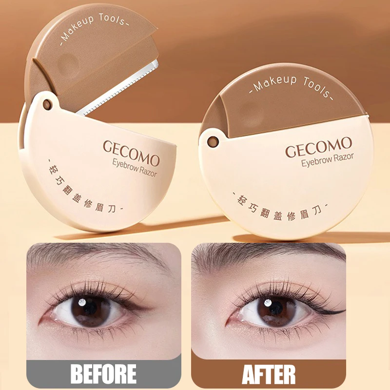 Round Folding Eyebrow Trimming Knife Stainless Steel Blade Shaver Portable Eye Brow Hair Removal Eyebrow Cutting Makeup Tool
