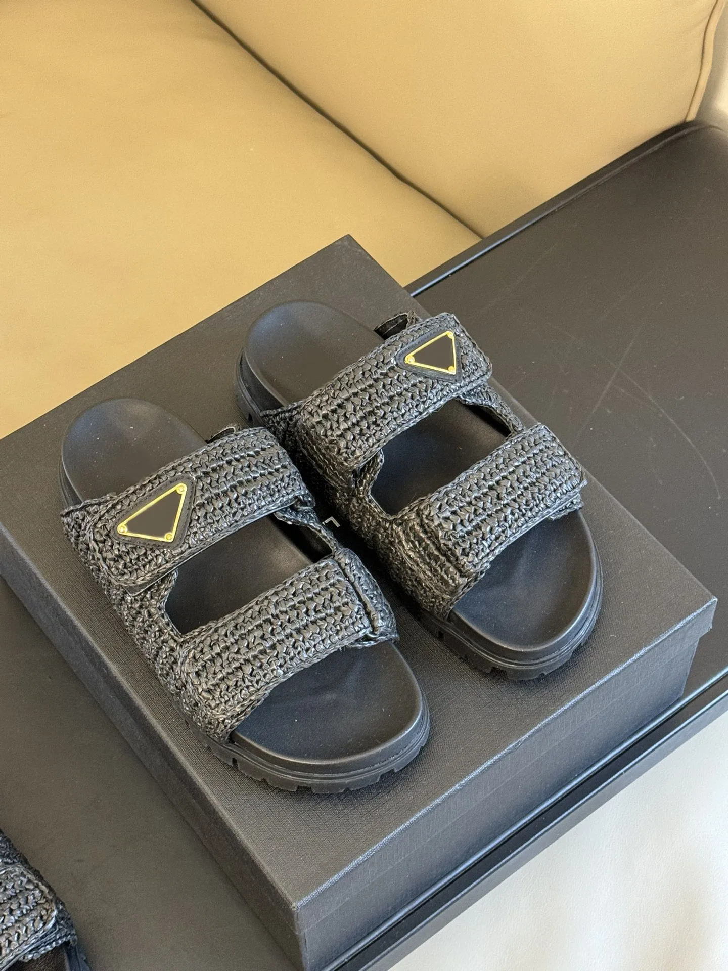 Women's Shoes Fussbett Raffia Dual Buckle Slide Comfort Sandals 20 Mm Flat Heel Logo Brand Vipol 9992403171930