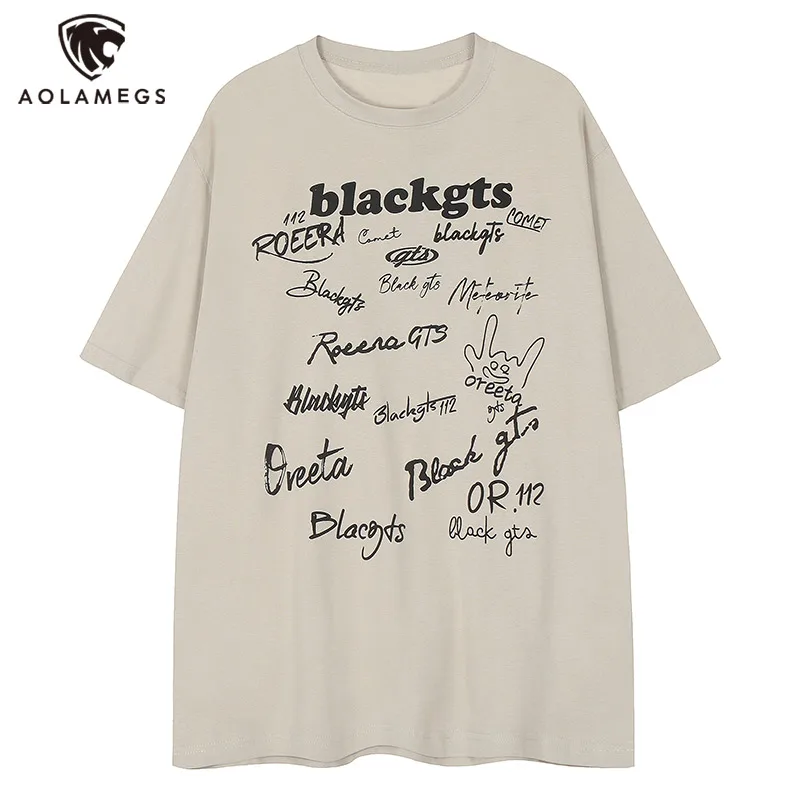 

Men's Letter Print T-Shirt High Street Hip Hop Harajuku Streetwear Summer Oversized Loose Tees Heavy Cotton Short Sleeve Tops