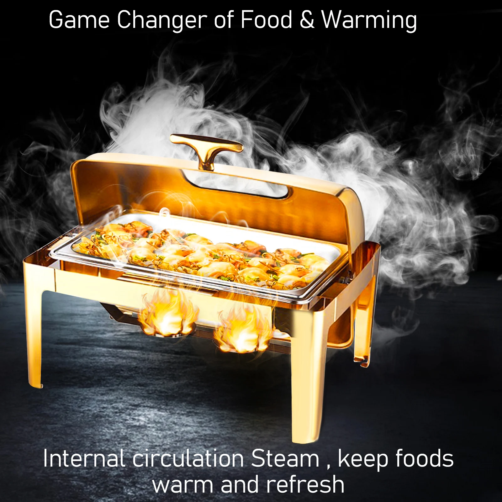 9L Buffet Dish, Catering Food Warmer, Chafing Dish Buffet Set, Stainless Steel Chafing and Warmers Set with Visible Lid,
