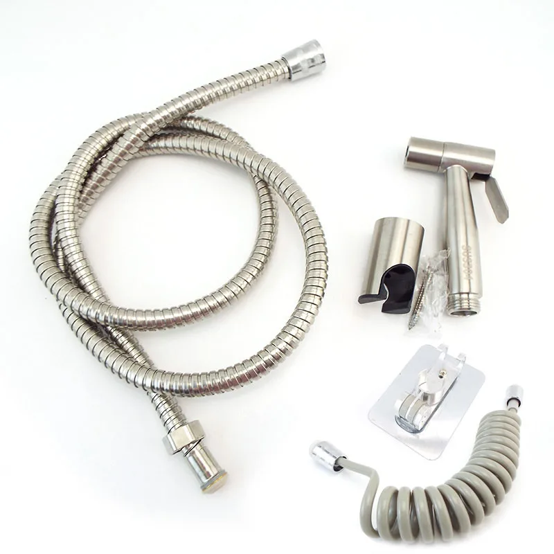 protable Self Cleaning Hand Toilet bidet Sprayer Gun kit Stainless Steel spring water hose ass Anal Faucet wc Shower Head P1