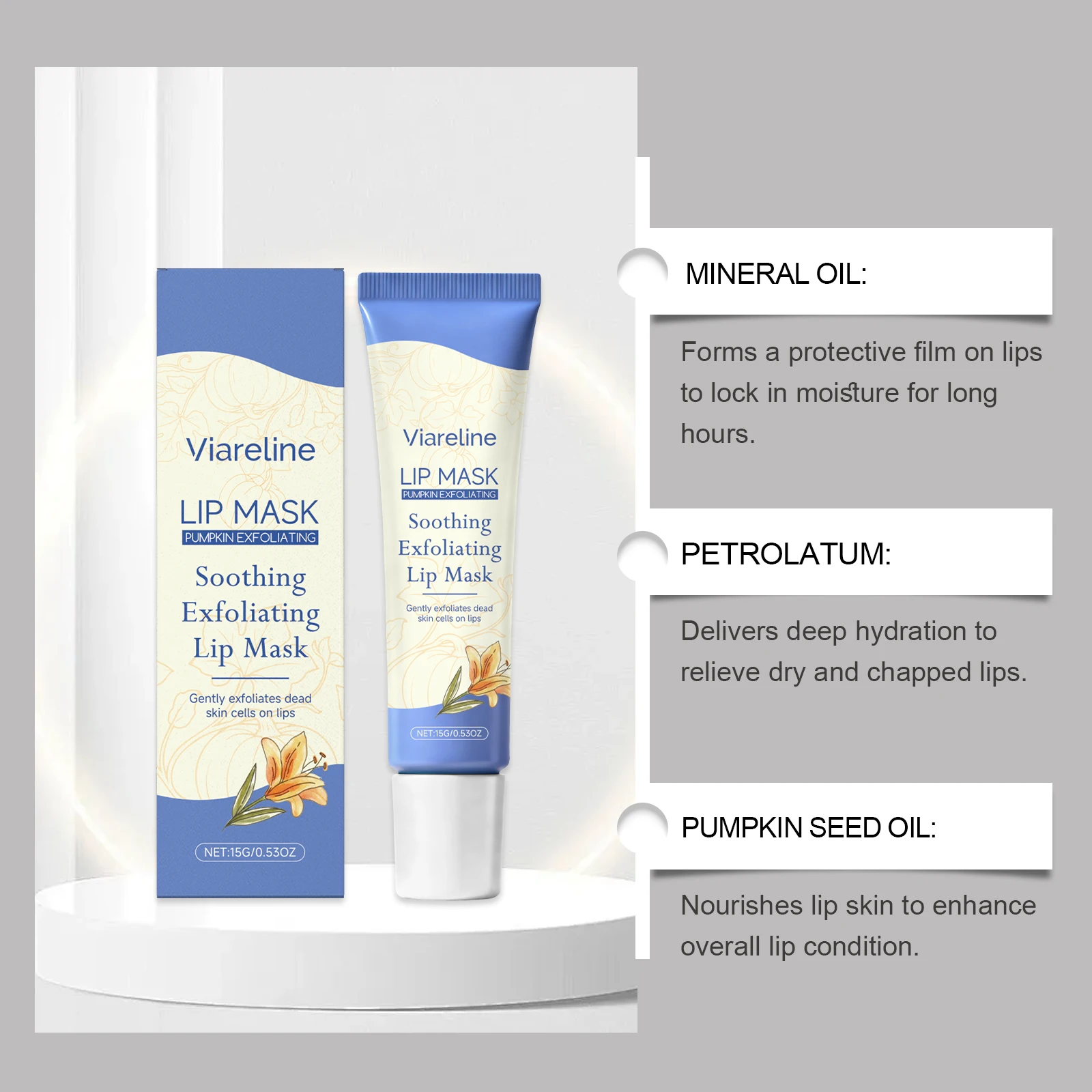 Pumpkin Lip Mask - A Lip Care Mask for Nourishing Lip Skin, Keeping It Soft, Moisturizing, Non-Greasy and Hydrated