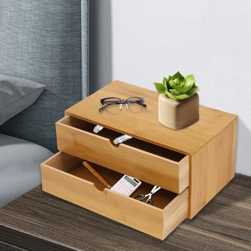 Bamboo desk organizer – side profile view