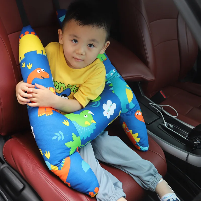 

Cartoon Dinosaur Car Headrest Pillow for Kids, Sleep Nap Shoulder Belt Cushion with Neck Cover, Travel Interior Accessories